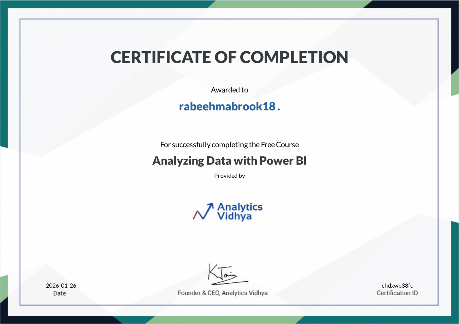 power bi certificate