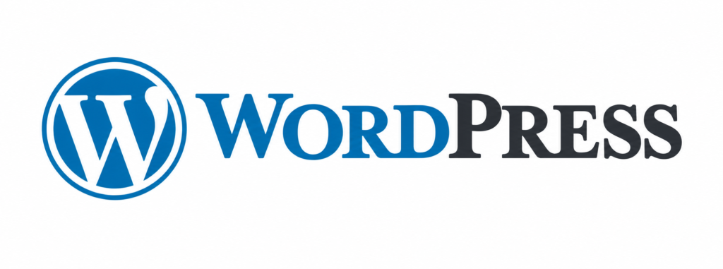 WordPress Blue Emblem And Wordmark 1024x381